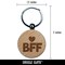 BFF Best Friends Forever Heart Engraved Wood Round Keychain Tag Charm